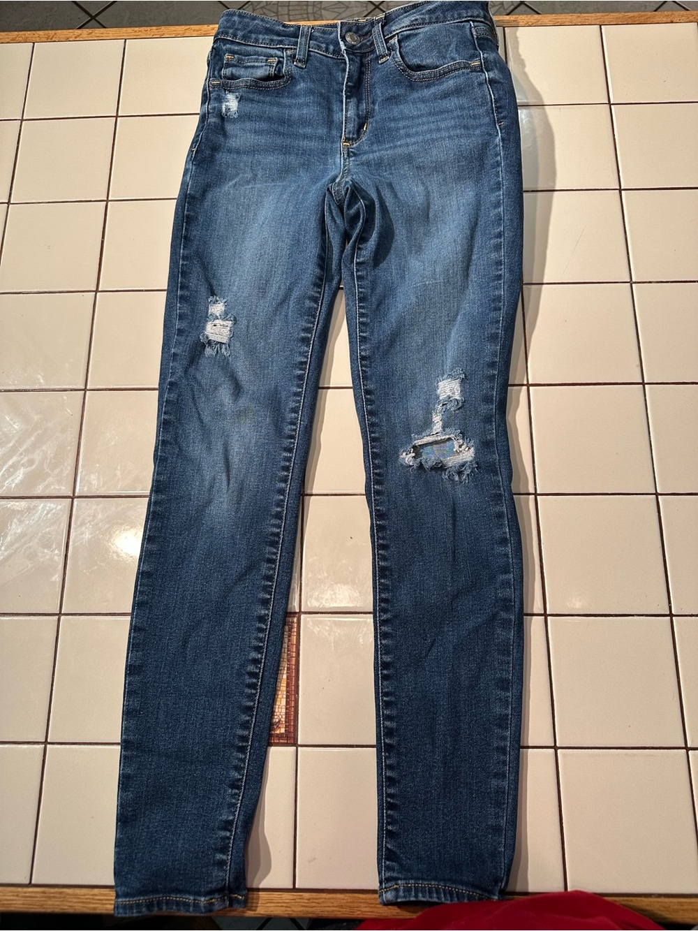 GAP Women's Distressed Dark Blue Skinny Jeans
